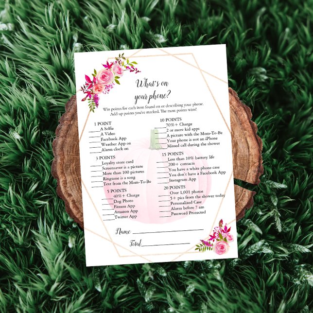 Convite Chá de fraldas O que há no seu jogo telefônico (Criador carregado)