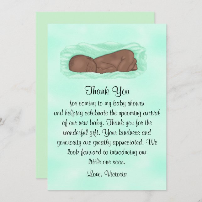 Convite Chá de fraldas Obrigado Gênero Étnico Neutro (Frente/Verso)