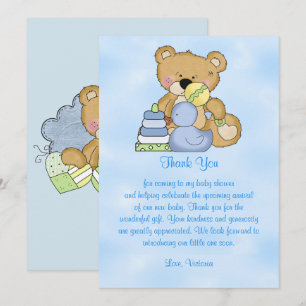 Convite Chá de fraldas Obrigado Urso De Teddy