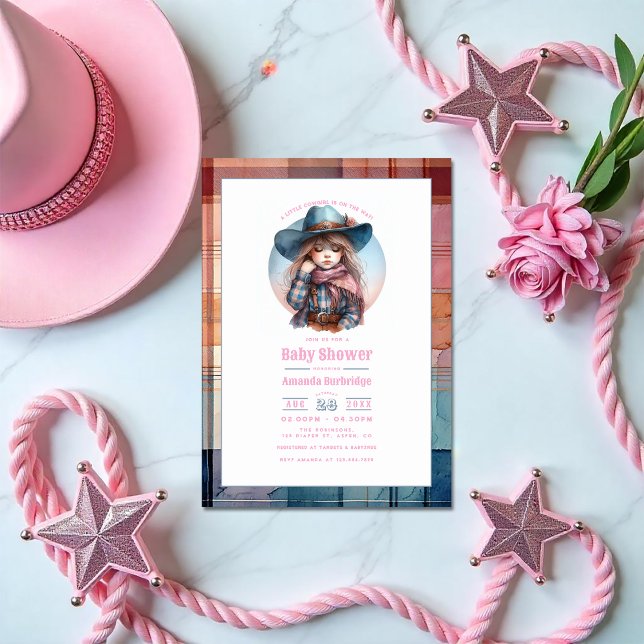 Convite Chá de fraldas Ocidental de Little Cowgirl (Little Cowgirl Western Baby Shower Invitation)
