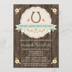 CONVITE CHÁ DE FRALDAS OCIDENTAL EM FERRADURA DO PONTO