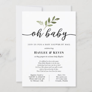 Convite Chá de fraldas "Oh Baby" Por Correio
