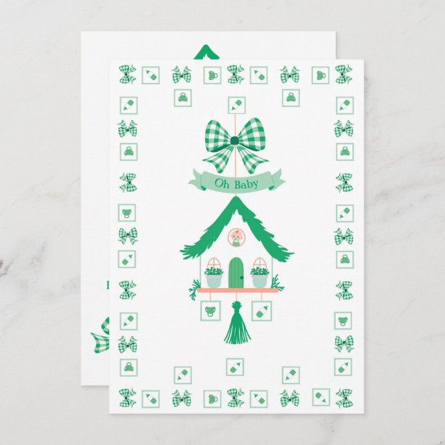 Convite Chá de fraldas Oh da Casa Verde Personalizada (Frente/Verso)