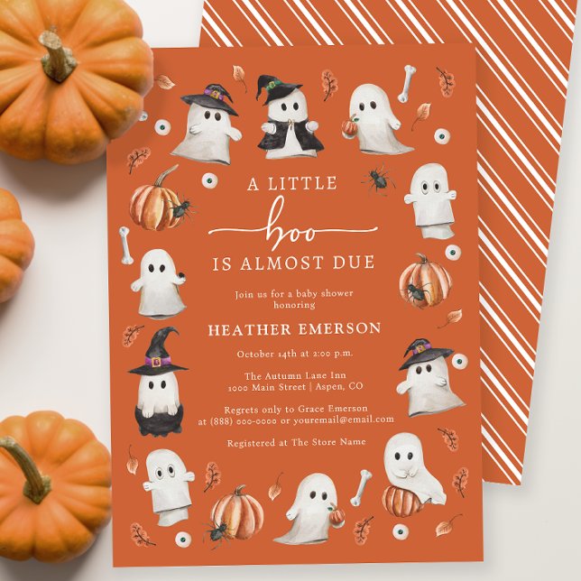 Convite Chá de fraldas Orange Halloween (Orange Halloween Baby Shower Invitation
)