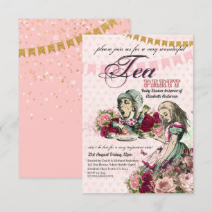 Convite CHÁ DE FRALDAS ORÇAMENTAL Alice No Partido Do Ch