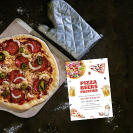 Convite Chá de fraldas Pacificador de Cerveja de Pizza Fat