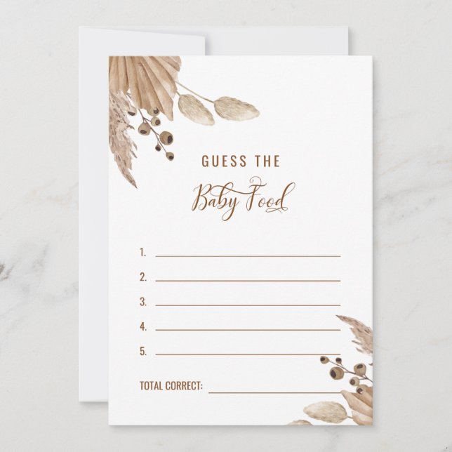 Convite Chá de fraldas Pampas acha que a Comida do bebê re (Frente)