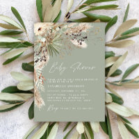 Chá de fraldas pampas erva moderna elegante sage v