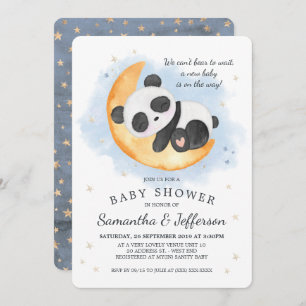 Convite Chá de fraldas Panda de Aquarela