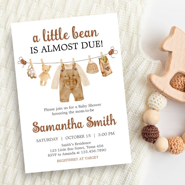 Convite Chá de fraldas para Criação de Café (Coffee Little Bean Baby Shower Invitation)