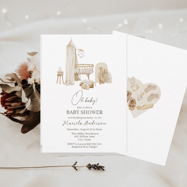 Convite Chá de fraldas para Portáteis Modern Boho (Criador carregado)