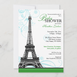 Convite Chá de fraldas parisiense de Torre Eiffel de Mod 