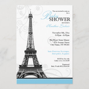 Convite Chá de fraldas parisiense de Torre Eiffel de Mod