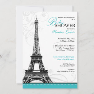 Convite Chá de fraldas parisiense de Torre Eiffel de Mod
