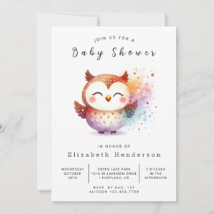 Convite Chá de fraldas Pastel Online Owl