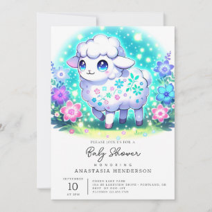 Convite Chá de fraldas Pastel Sheep
