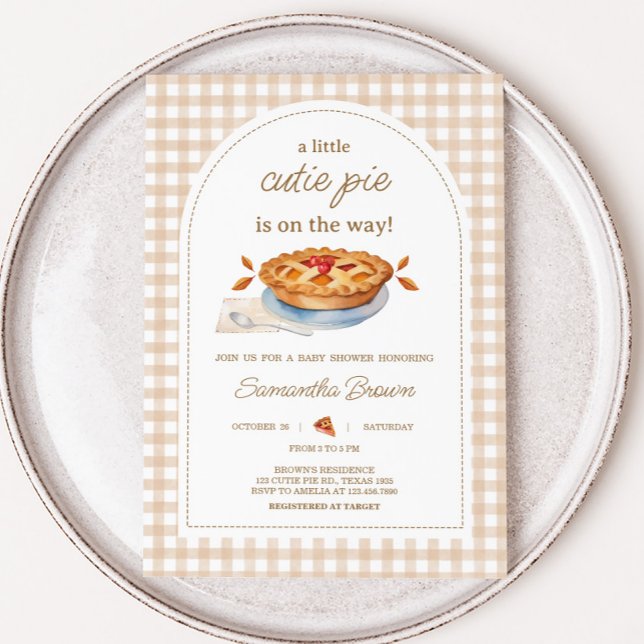 Convite Chá de fraldas Pequeno Pie Gingham (Gingham Little Cutie Pie Baby Shower Invitation)