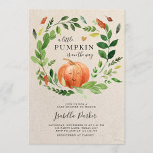 Convite Chá de fraldas Pequeno Pumpkin Cai Em Verde Russo