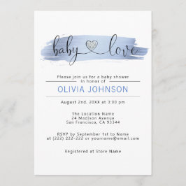 Convite Chá de fraldas Personalizado Baby Love Blue White