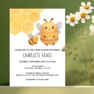 Convite Chá de fraldas Personalizado De Bumble Cute