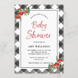 Convite Chá de fraldas Personalizado de Xadrez Preta de Ve