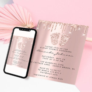 Convite Chá de fraldas Pés-Brilhante Pink Drivers Photo 