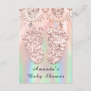 Convite Chá de fraldas Pés-Prata Garota Real Holográfic