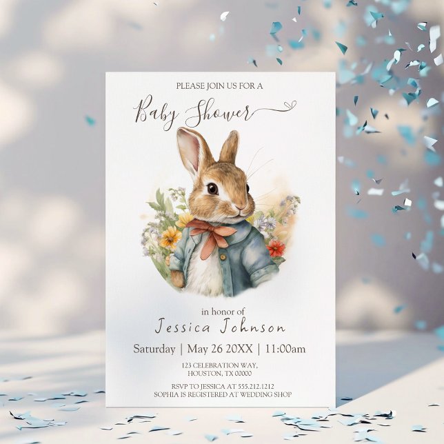 Convite Chá de fraldas Peter Rabbit (Criador carregado)