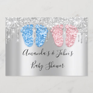 Convite Chá de fraldas pica prata penteado gêmeos beija ga