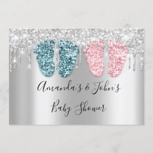 Convite Chá de fraldas pica prata penteado gêmeos beija mo
