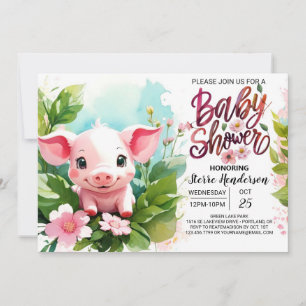 Convite Chá de fraldas Pig Boho do Farmyard