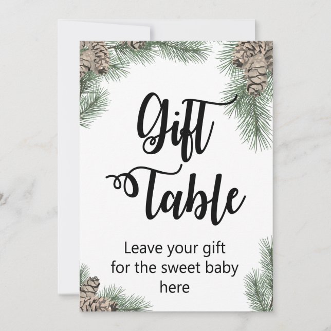 Convite Chá de fraldas Pinecone de inverno Tamanho 5x7" (Frente)