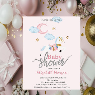 Convite Chá de fraldas Pink de Pequeno Pôneo de Aquarela
