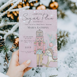 Convite chá de fraldas Pink Nutcracker de aquarela Natal