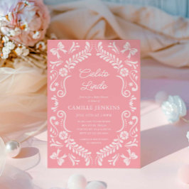 Convite Chá de fraldas Pink Papel Picado Mexicano