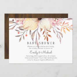 Convite CHÁ DE FRALDAS Pink Peach Floral do ORÇAMENTO