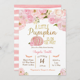 Convite Chá de fraldas PinkPumpkin com Dourada Falha