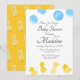 Convite Chá de fraldas Pintado por Aquarela de Pato de Bor