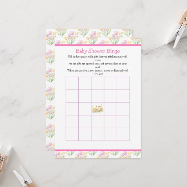 Convite Chá de fraldas Pintinho primavera (Frente/Verso In Situ)