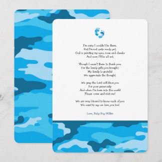 Convite Chá de fraldas poema da menina Camo azul obrigado