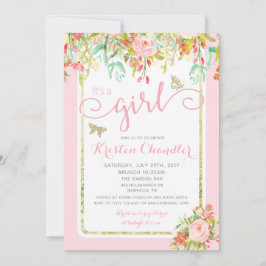 Convite Chá de fraldas Polkadot do Jardim Floral da Garden