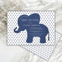 Chá de fraldas Polkadot Elefante Azul-Marinho