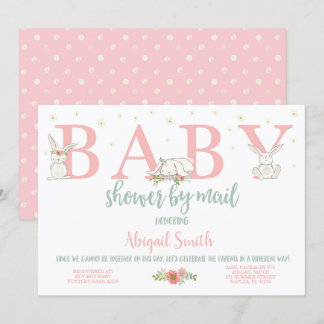 Convite Chá de fraldas Por Correio, Chá de fraldas Coelho