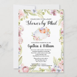 Convite Chá de fraldas Por Correio | Elegante Primavera Fl
