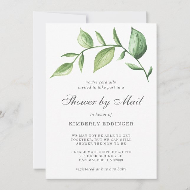 Convite Chá de fraldas Por Correio Sexo Rústico Neutro (Frente)