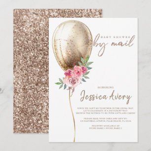 Convite Chá de fraldas por e-mail Luxury Beige Balloon Gl