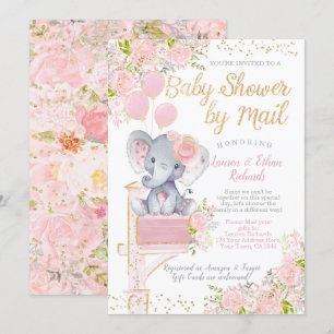 Convite Chá de fraldas por Elefante de Email