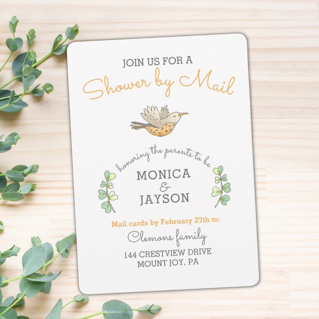 Convite Chá de fraldas por Mail Cute Mama Bird (Baby Shower By Mail Invitation)