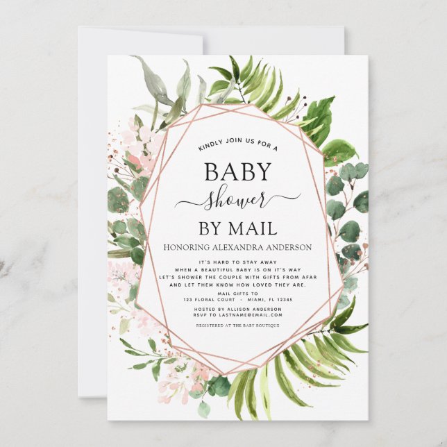 Convite Chá de fraldas por Mail Greenery Botânico Eucalypt (Frente)