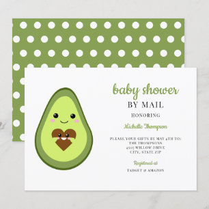 Convite chá de fraldas Por Mail Kawaii Avocado Grávida G